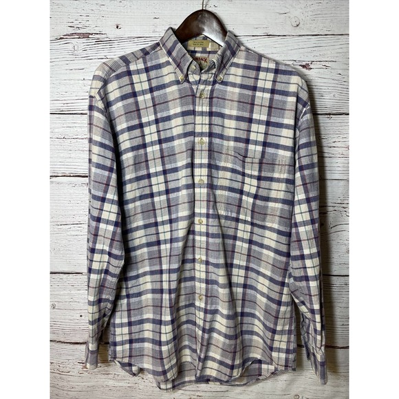 Adirondack by Savile Row Mens Medium Plaid Cotton Flannel‎ VINTAGE - Picture 2 of 4